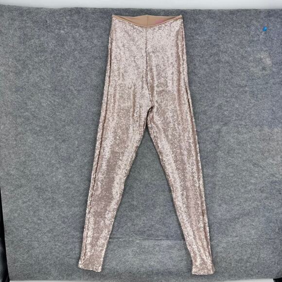 Commando Sequin Leggings Champagne Blush Gold Medium High Waist Slimming - Picture 2 of 5